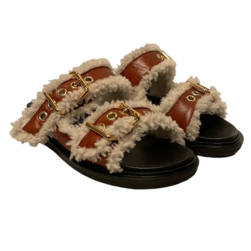 Style Without Limits MARNI/Sandals/US 7/Wool/CML/FUSSBETT SHEARLING SLIDES
