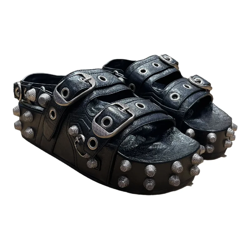 Exclusive Discount BALENCIAGA/Sandals/EU 39/Leather/BLK/CAGOLE SLIDE