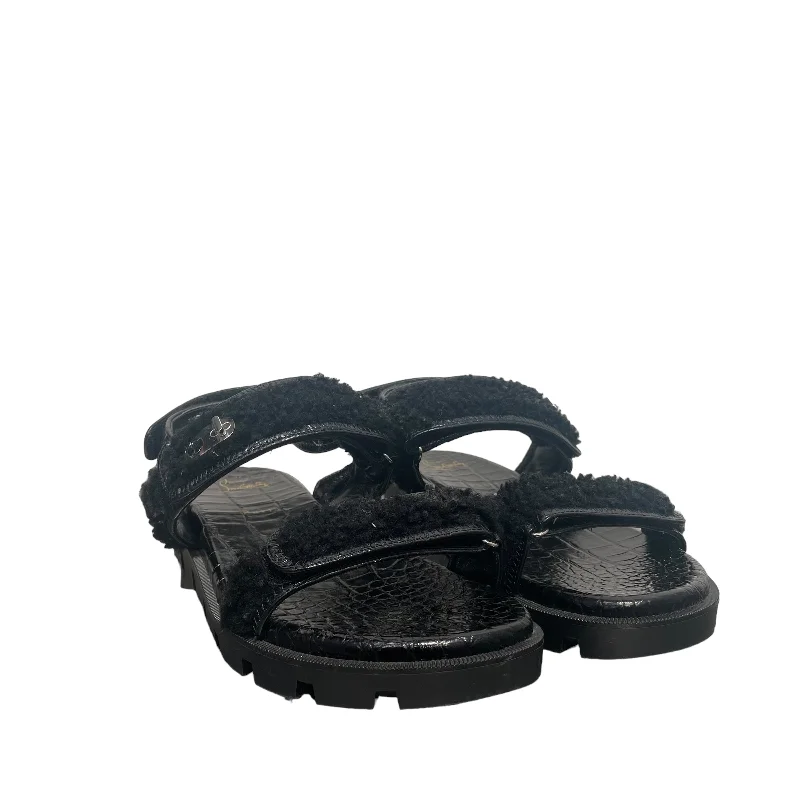 Effortless Style, Endless Impact Christian Louboutin/Sandals/EU 42/Animal Pattern/Wool/BLK/LOCK WOOL FLAT