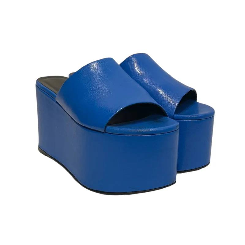 The Latest Trends SIMON MILLER/Sandals/US 7/Leather/BLU/Chunky Heel/Giant Sle Blue Sandals