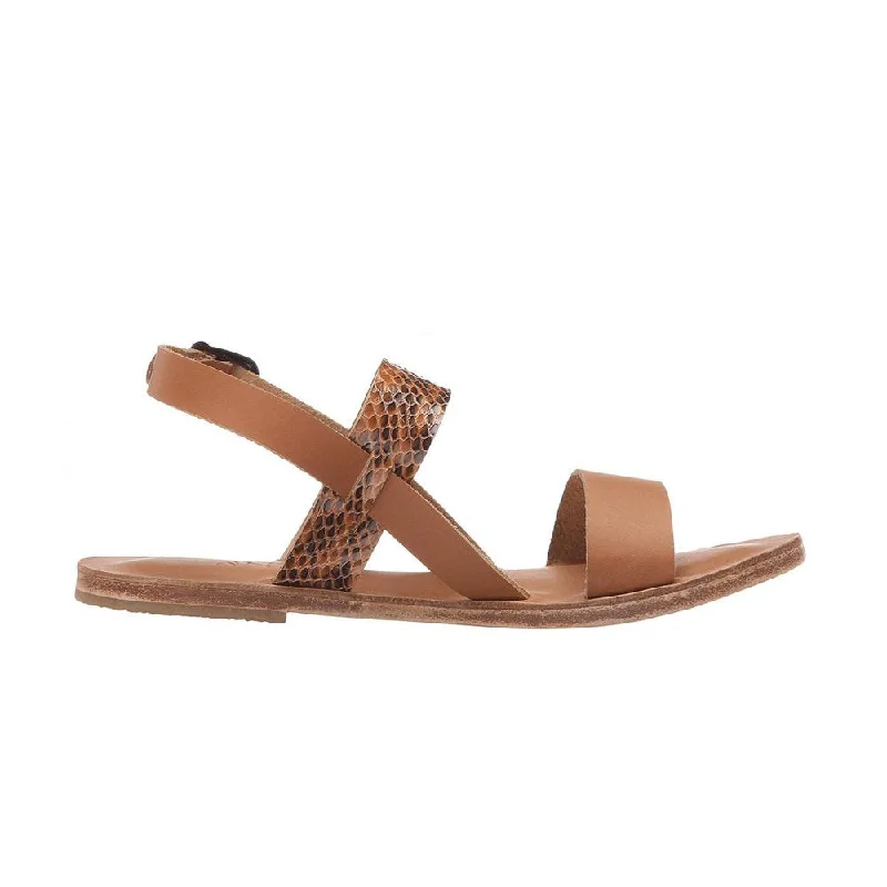 Statement Boots Offer Abbot Kinney Blvd - Leather Snake Skin Sandal | Tan