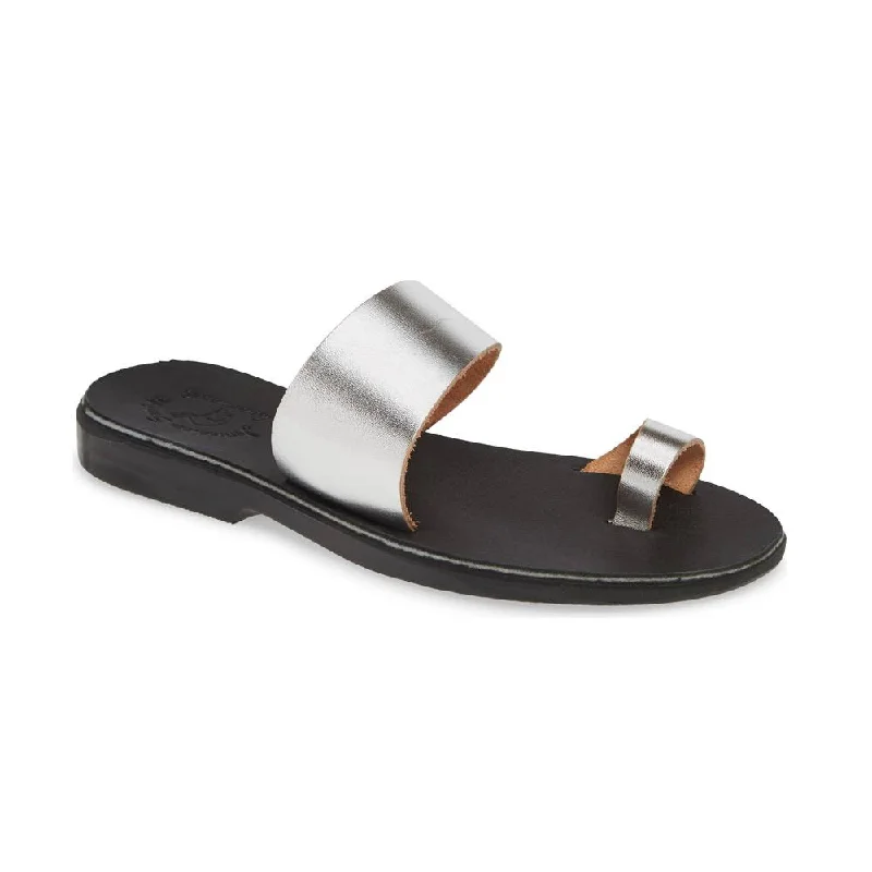 Hot Styles Abra - Leather Toe Loop Sandal | Silver