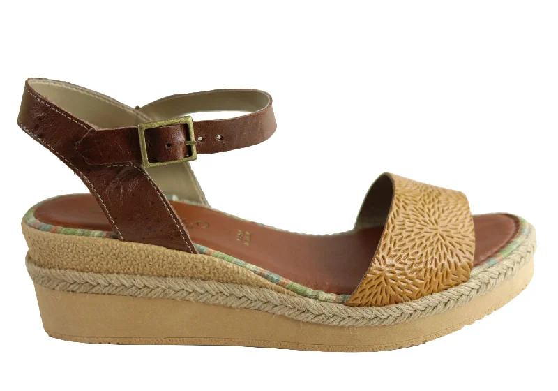 Smart Casual Deals Andacco Zara Womens Brazilian Comfortable Leather Wedge Sandals