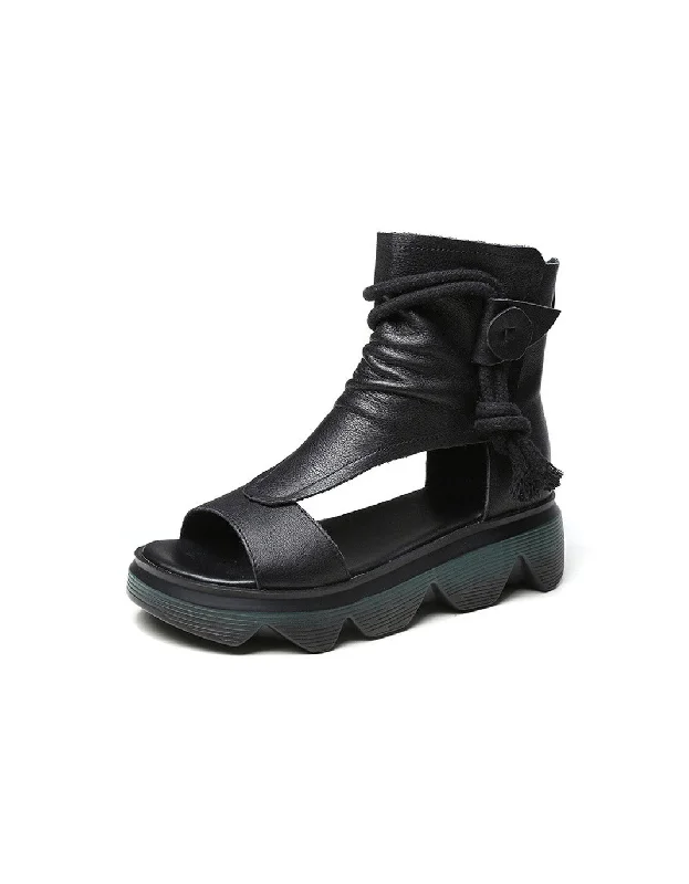 Save Big Ankle Lace-up Open Toe Retro Sandals Boots