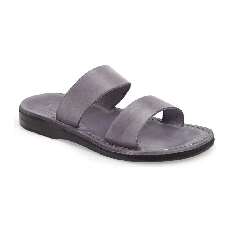 Comfortable Work Shoes Aviv - Leather Wide Strap Sandal | Grey