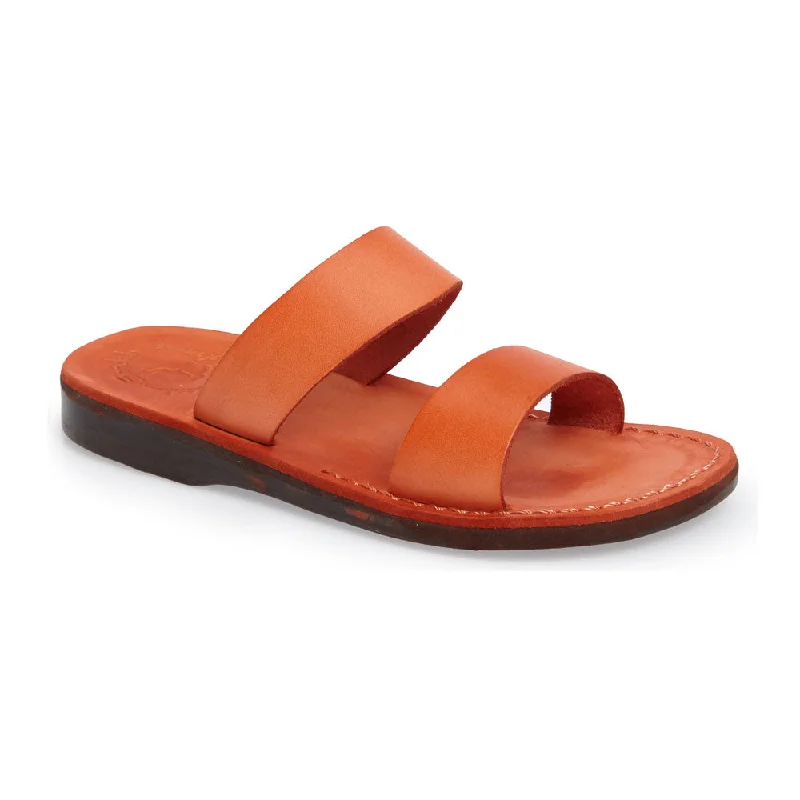 Fashion-Forward Aviv - Leather Wide Strap Sandal | Orange
