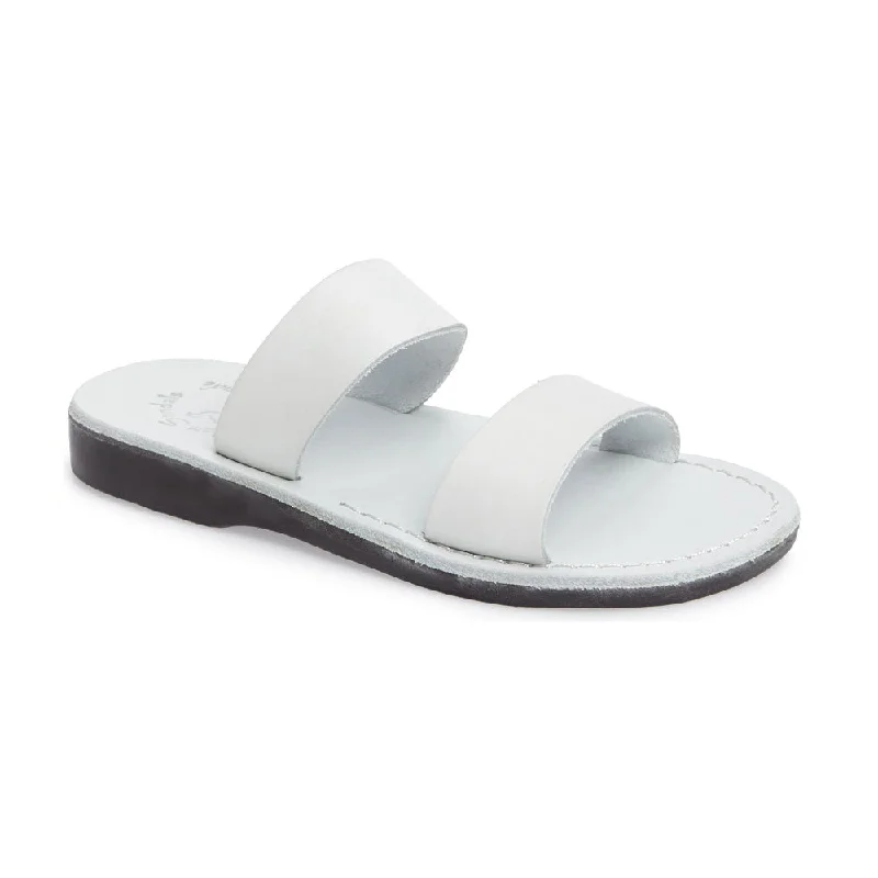 Fashion Deal Aviv - Leather Wide Strap Sandal | White