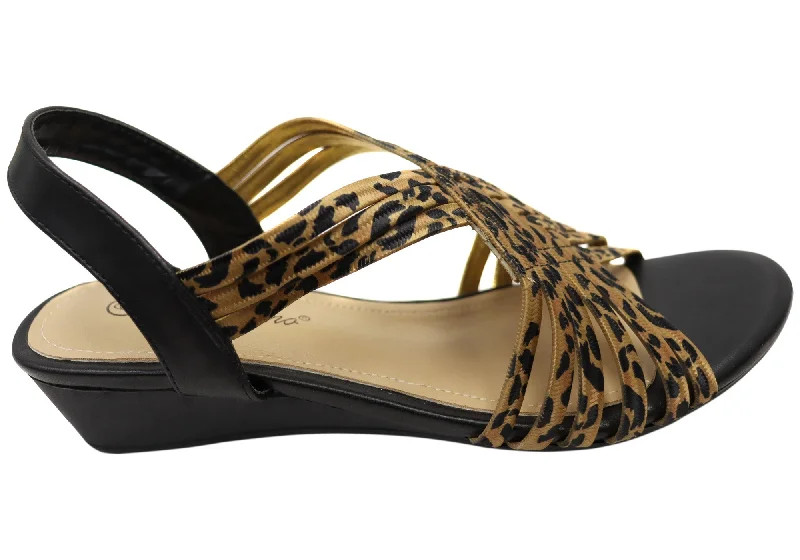 Modern Fashion Loafers Bellissimo Angela Womens Comfortable Low Wedge Sandals