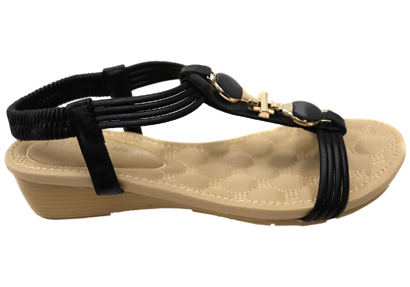 Soft Sole Shoes Bellissimo Maya 2 Womens Comfortable Low Wedge Sandals