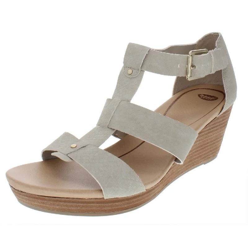 Stylish Statements Barton Womens Faux Leather Snake Print Wedge Sandals