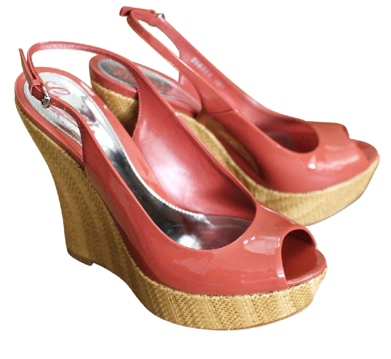 Flash Sale Now Gucci Women's Coral Patent Leather Platforms Wedges Shoes