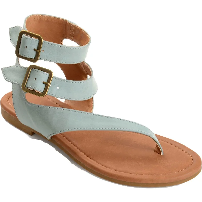 Chic Style Discounts Kyle Womens Faux Leather Ankle Straps Flat Sandals