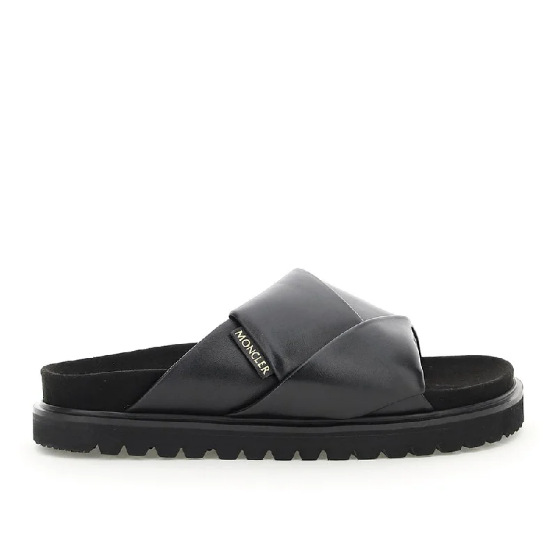 Massive Savings Moncler Women's Fantine Leather Woven Sandal Black