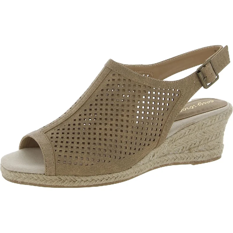 Best Sellers Stacy Womens Faux Leather Peep-Toe Wedge Sandals