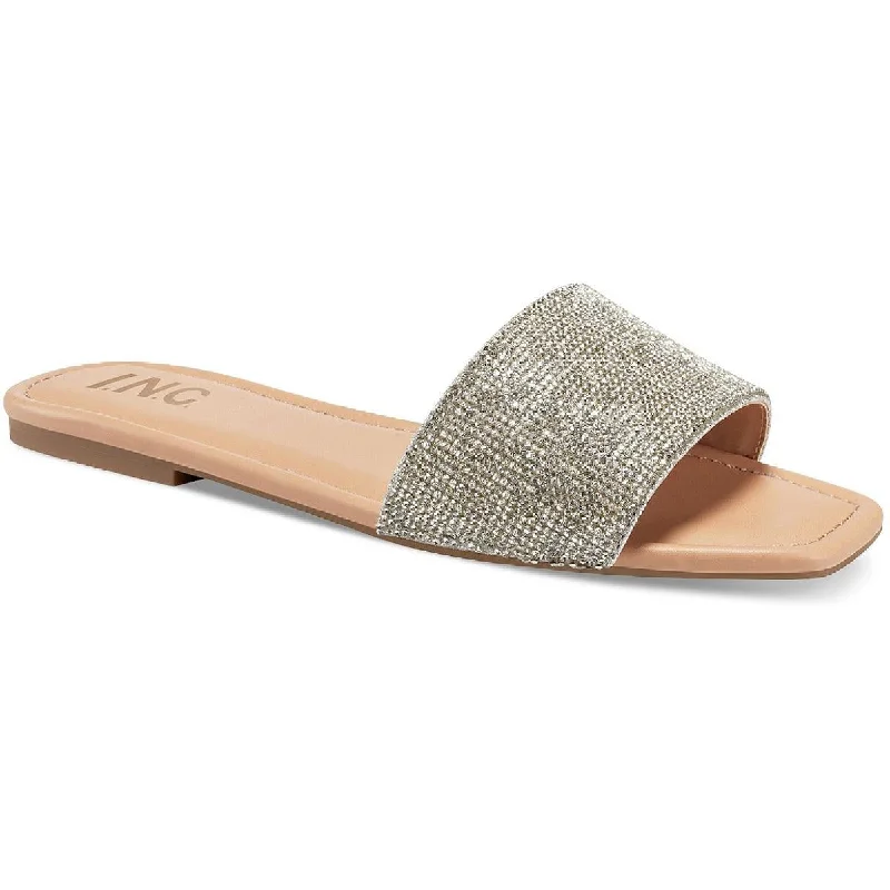 Fast Fashion Favorites Nataliah  Womens Embellished Square Toe Slide Sandals