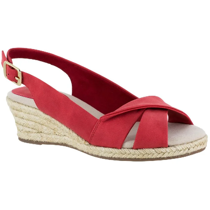 Durable Dress Shoes Promotion Maureen Womens Faux Leather Slingback Wedge Sandals