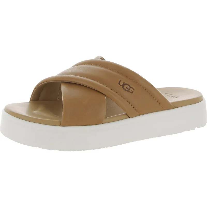 Trend Alert Zayne Crossband Womens Leather Open Toe Platform Sandals