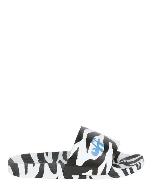 Summer Deals Off-White Womens Zebra Print Pool Slides