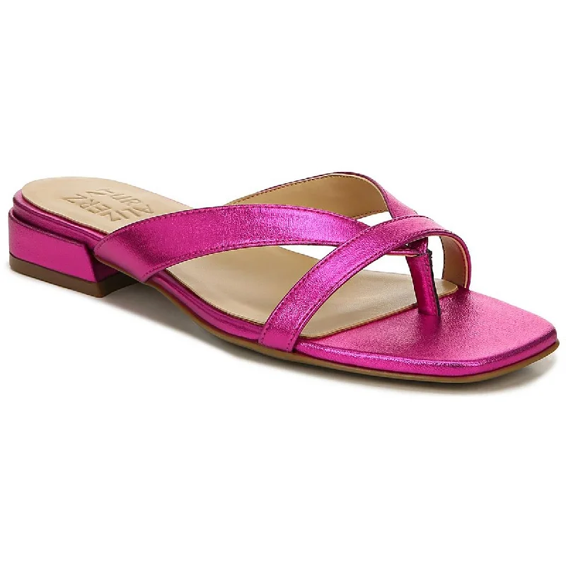 Stay Ahead In Style Precious Womens Faux Leather Thong Slide Sandals