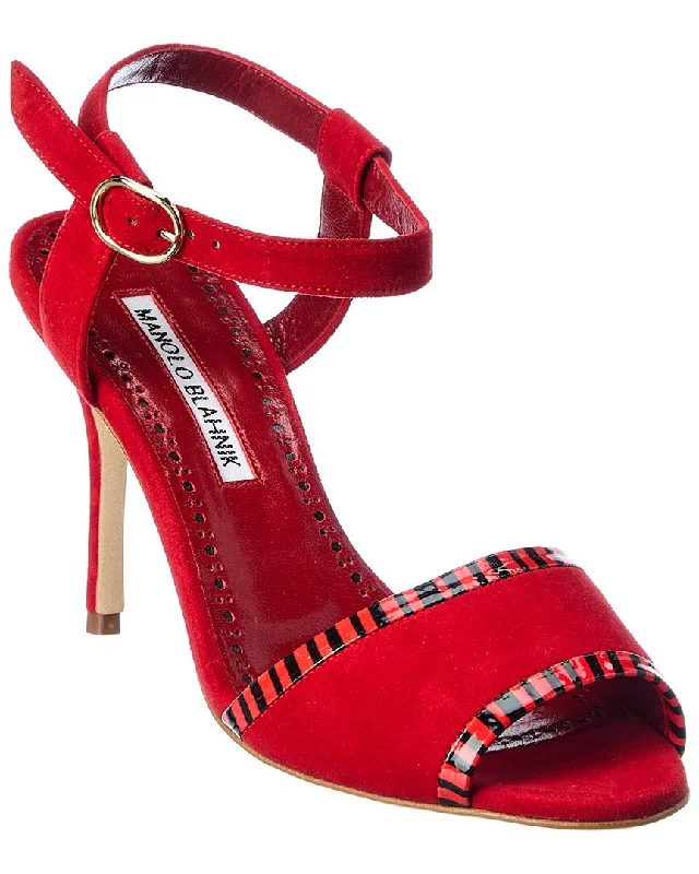 Chic Trend Collection Manolo Blahnik Ibn 90 Suede & Patent Sandal