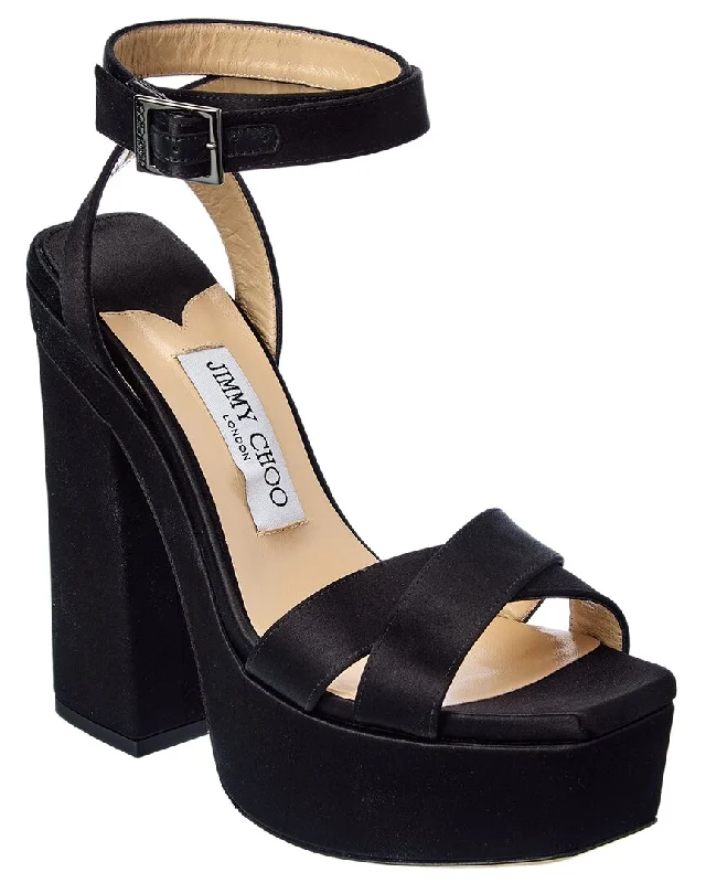 Final Sale Jimmy Choo Gaia 140 Satin Platform Sandal