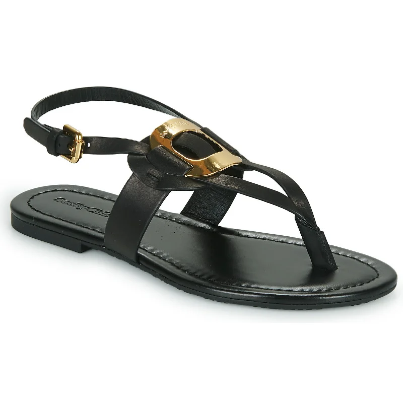 Fashion Forward Femininity See by Chloe Women's Black Leather Chany Sandals Flats