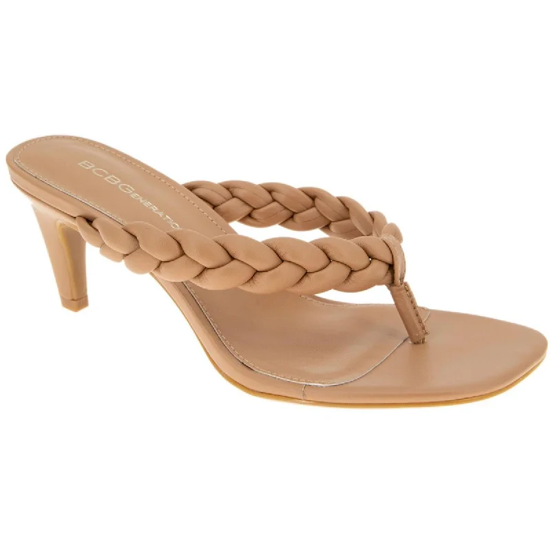 Stylish Basics Tulani Womens Faux Leather Thong Slide Sandals