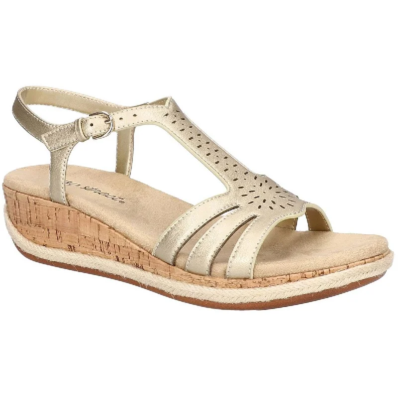 Comfortable Walking Shoes Dorinda Womens Faux Leather Cut-Out Slingback Sandals