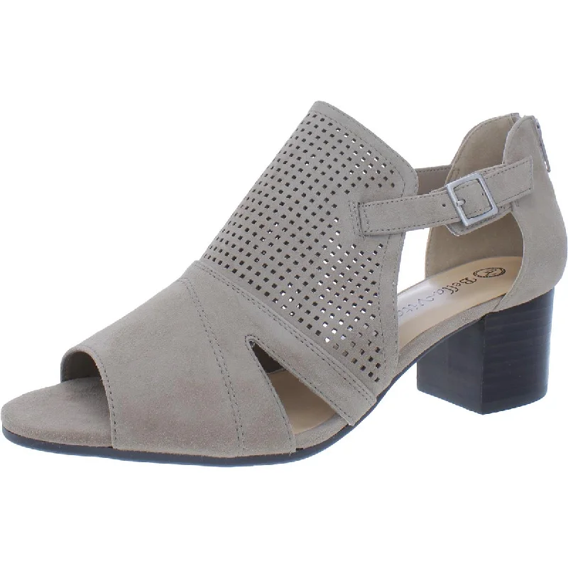 Limited Styles Illiana Womens Suede Open Toe Block Heels