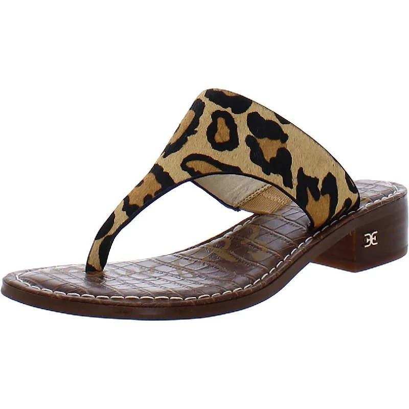 High-End Casual Shoes Jaynee Womens Calf Hair Leopard Print Slide Sandals