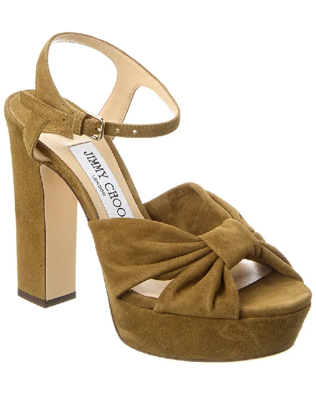 Must-Have Boots Sale Jimmy Choo Heloise 120 Suede Platform Sandal