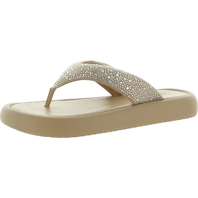 Trendy And Breathable Shoes Essily Womens Rhinestone Slip On Flatform Sandals