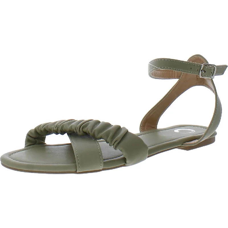 Comfortable Work Shoes Womens Slip On Open Toe Ankle Strap
