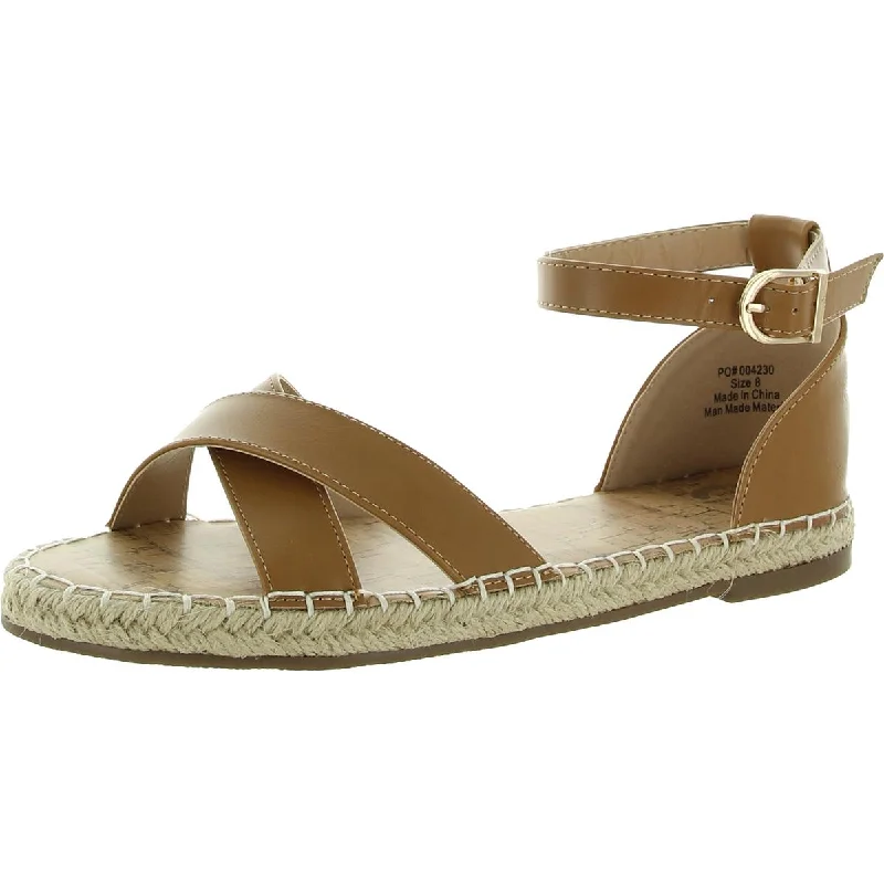 Comfortable Business Shoes 004230 Womens Faux Leather Open Toe Ankle Strap