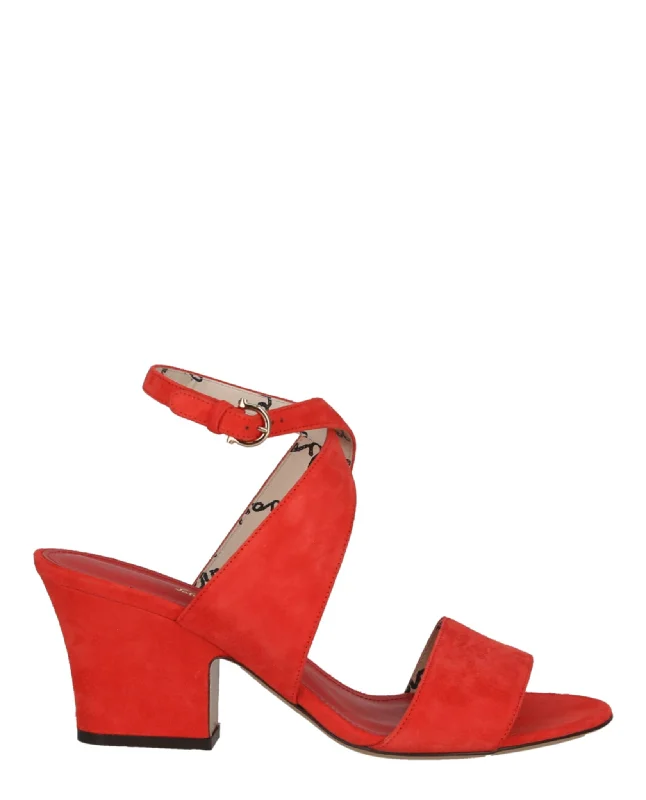 Comfortable Durable Shoes Ferragamo Womens Sheena Suede Heel Sandals