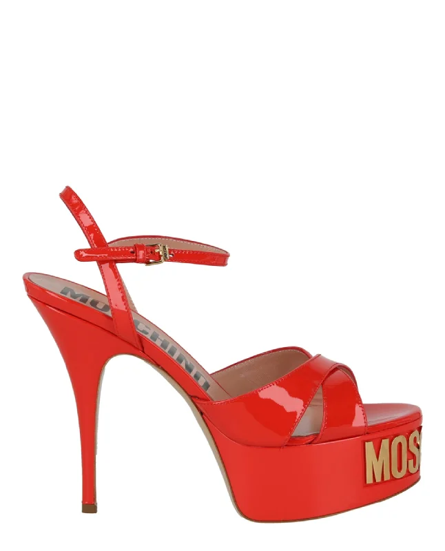 Non-Slip Shoes Sale Moschino Womens Logo Plaque Platform Sandals