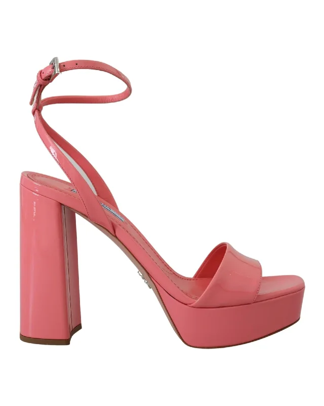 Affordable Trendy Fashion Prada Patent Leather Block Heel Sandals