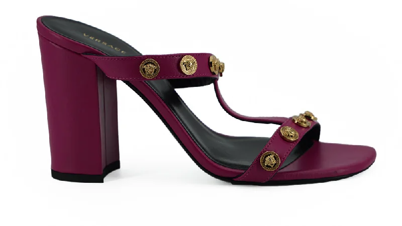 Modern Flat Shoes Offers Versace  Medusa Head Slide Sandal for Women Purple