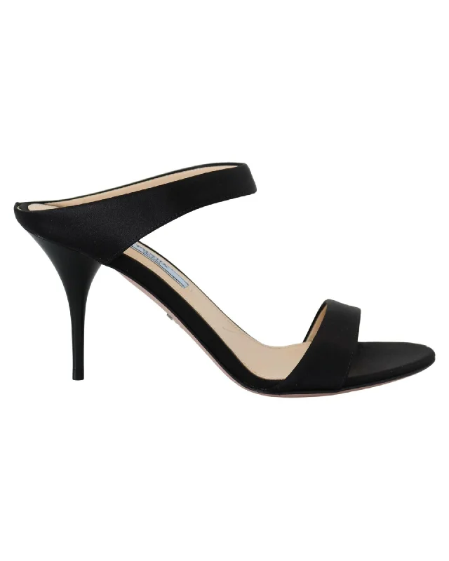 Modish Fashion Discounts Prada  Black Satin Sandal