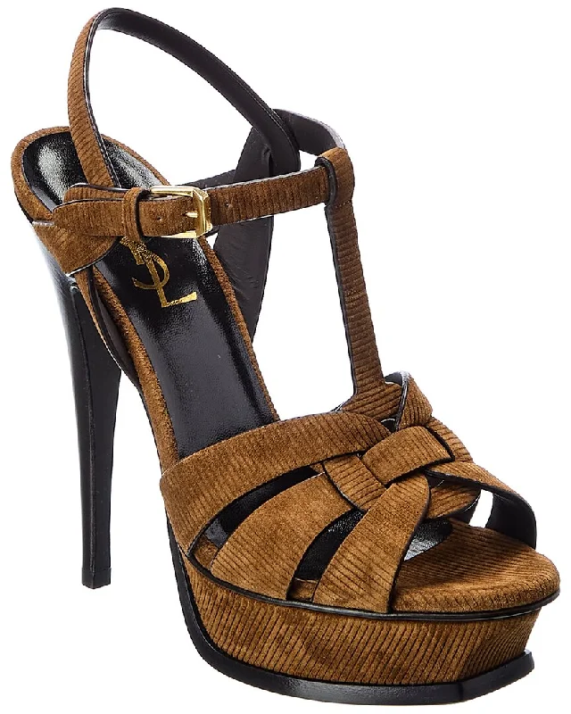 Fashionable Casual Shoes Sale Saint Laurent Tribute 105 Suede Platform Sandal