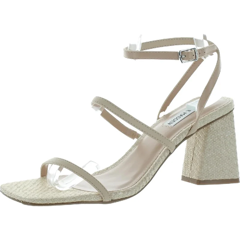 Street Chic Discounts Bayley Womens Faux Leather Ankle Strap Block Heel