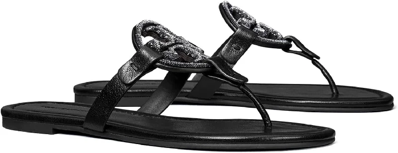 Statement Casual Shoes Tory Burch Women's Miller Pave Flat Sandal, Perfect Black/Jet