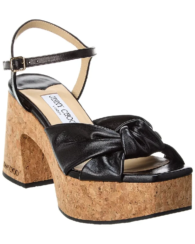 Swimwear Summer Blowout Jimmy Choo Heloise 95 Leather Wedge Sandal