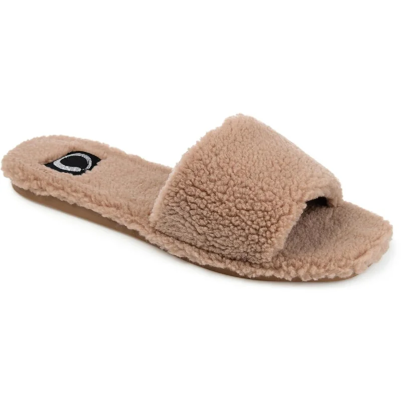 Trendy Flats Sale Womens Faux Fur Slip-On Slide Sandals