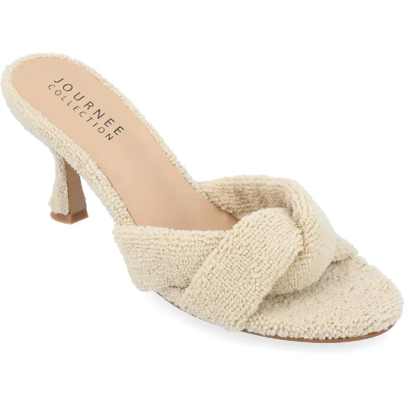 Unleash Your Style Mannon Womens French Terry Kitten Slide Sandals