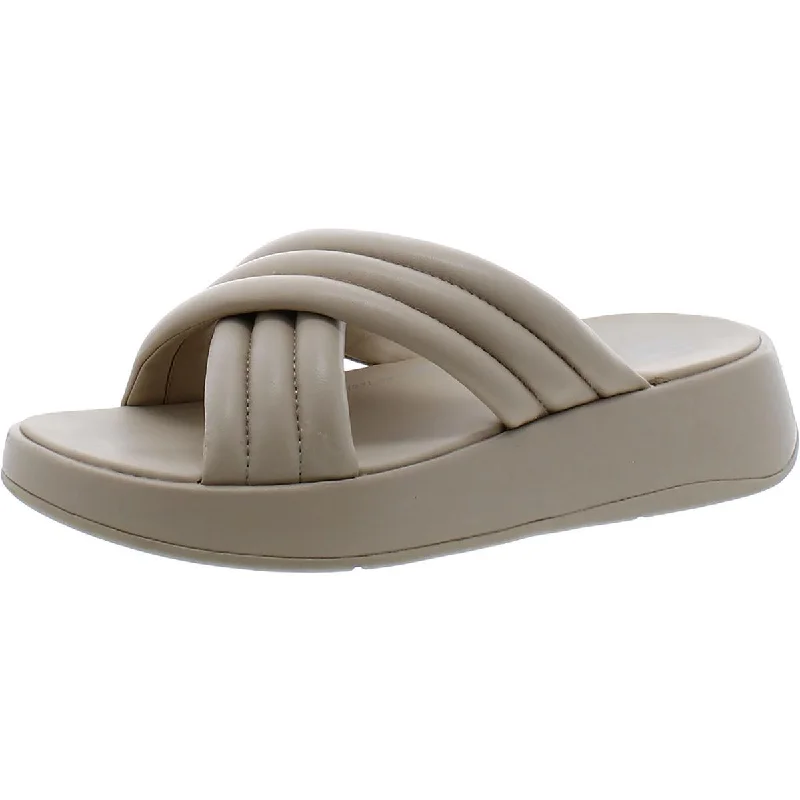 Evening Elegance F-Mode Womens Leather Slide Wedge Sandals