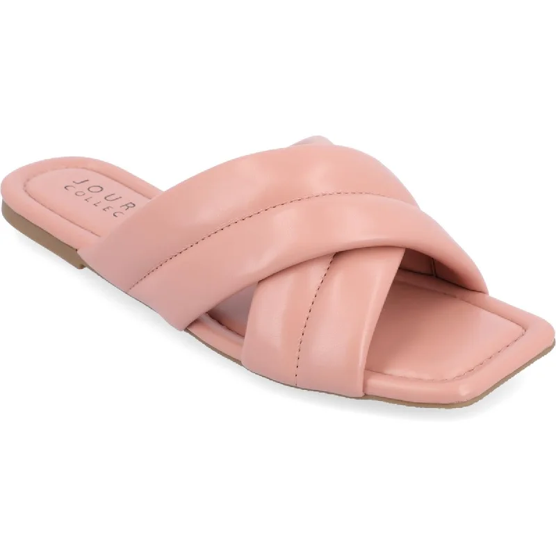 Cozy Winter Boots Promotion Divyah Womens Faux Leather Slip On Slide Sandals
