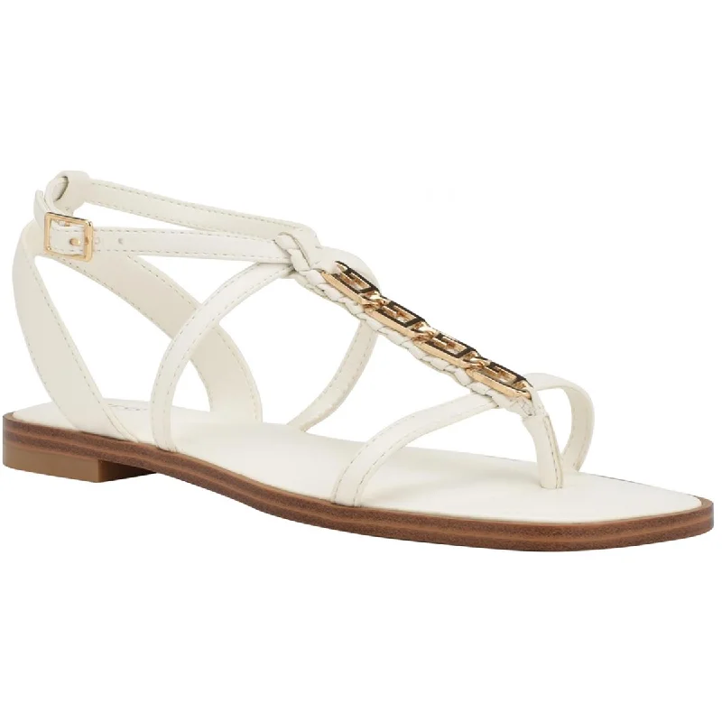 Trend Alert Raima Womens Faux Leather Embellished Strappy Sandals