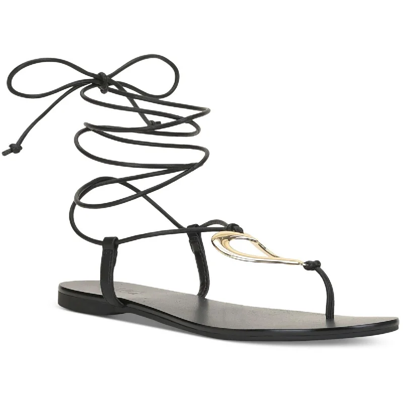 Flash Sale, Don't Miss Ganesa Womens Faux Leather Ankle Tie Gladiator Sandals