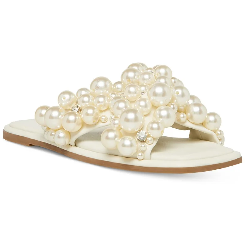 Stylish Casual Footwear Duri Womens Embellished Imitation Pearl Slide Sandals